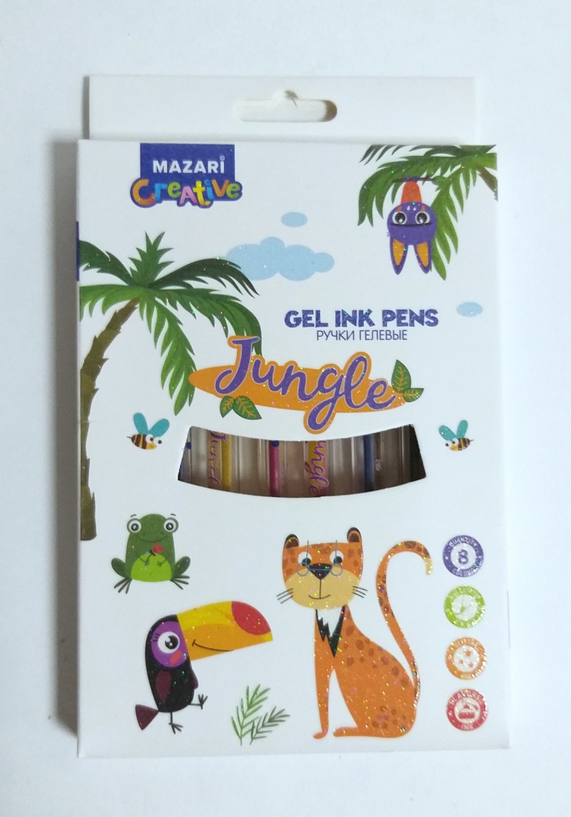 Набор гелевых ручек 8цв. JUNGLE с блестк.аромат М-5426-8
