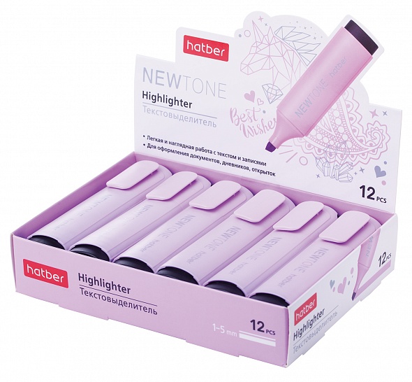 Текстовыделитель СИРЕНЕВЫЙ PASTEL клиновидный HL_060878 1/12