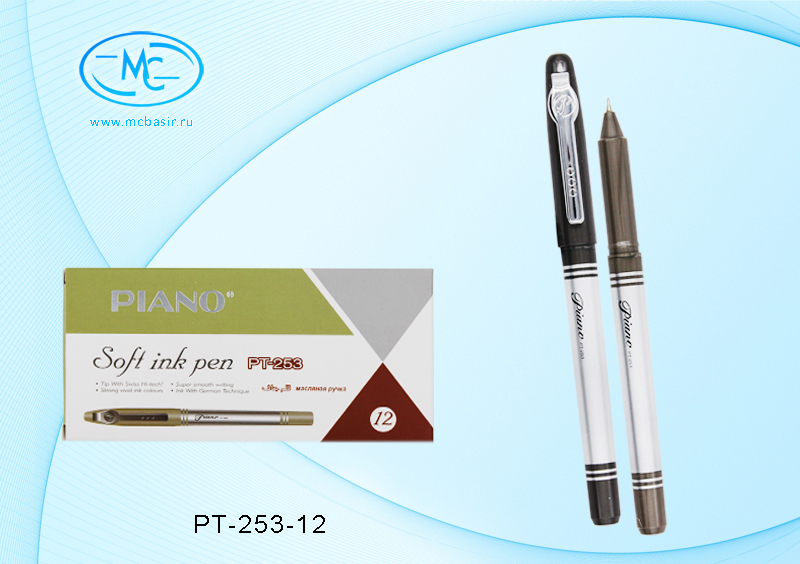 Ручка масляная "Piano", корпус серебро+графит PT-253-12 1/12