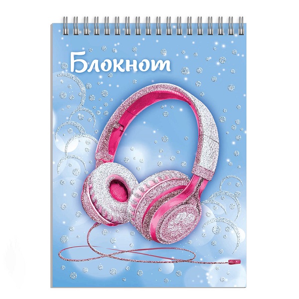 Блокнот А7 40л гребень "НАУШНИКИ" клетка 57780