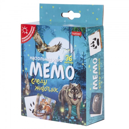 Игра Настольная МЕМО 36 карточек-Следы животных- 36ИнМ_26161