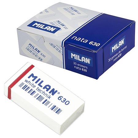 Ластик Milan Technic пластиковый, белый, 39*19*9мм арт.630 1/30