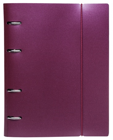 Тетрадь с кольц.мех "METALLIC Бордо" 120л пластик.обл. на резинке 120ТК5Bр1_03406