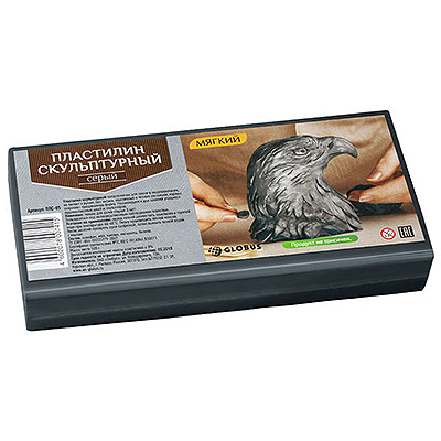 Пластилин скульптурный, 500г, серый мягк. ПЛС-05 1/10