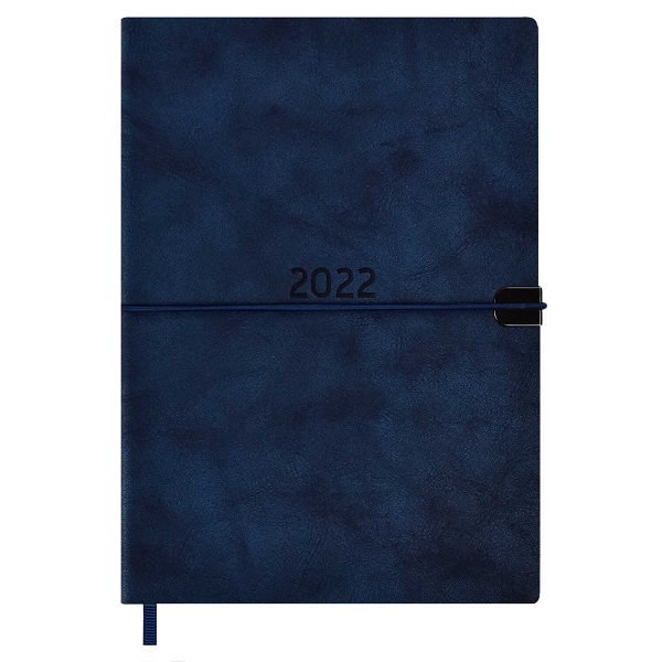 2022г. Ежедневник А5 дат. ТИВОЛИ СИНИЙ 176л лайт на резинке 57499