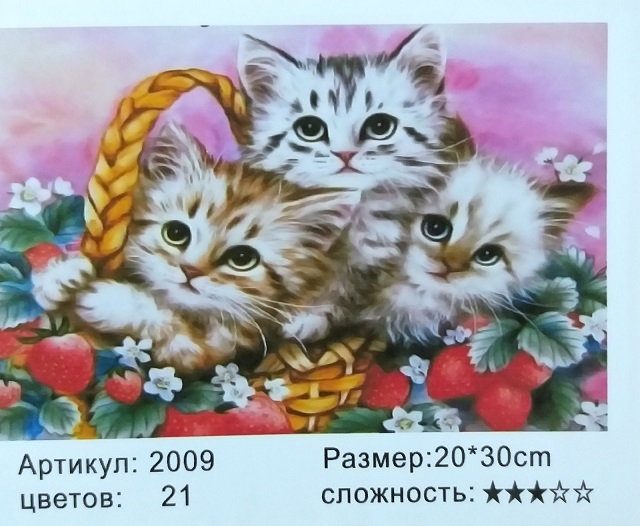 Алмазная мозаика 20*30см ТРИ КОТЁНКА арт.МС-5457/2009