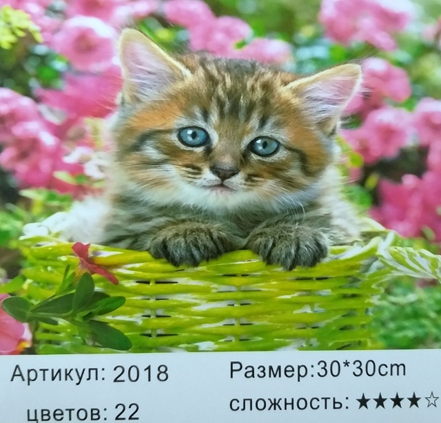 Алмазная мозаика 30*30см КОТЁНОК арт.МС-5458/2018