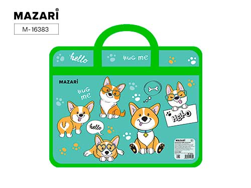 Папка А4 "CORGI" с ручками на молнии пластик/ лам.картон М-16383