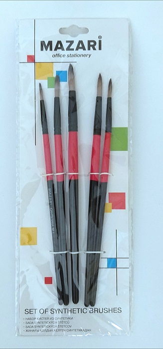 Кисти в наборе НЕЙЛОН 5шт (1,2,3,4,5,) М-5160 1/12