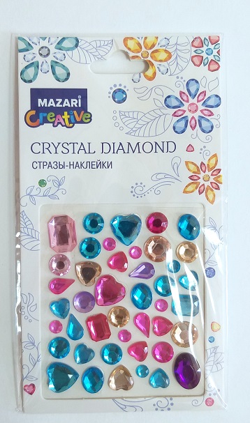 Наклейки-стразы акриловые,круглые, разного размера М-8669 1/12