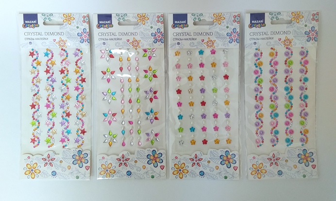 Наклейки-стразы акриловые 16*9 см, 12 диз. М-8802 1/12