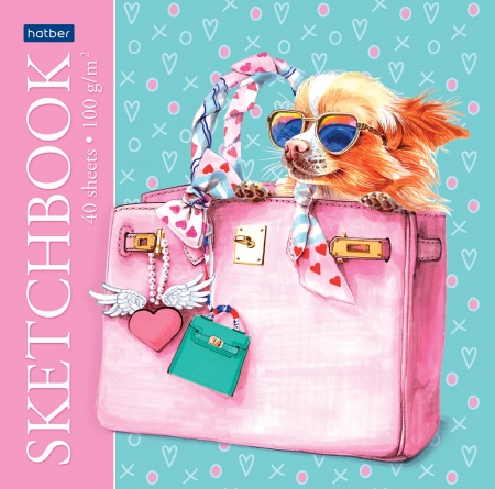 Скетчбук А5 40л. -Fashion Dogs- 100г/кв.м отрывная склейка 40Б5лA