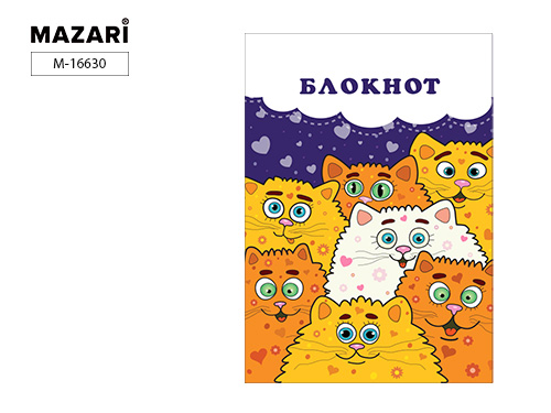 Блокнот А6 40л гребень "Коты" клетка М-16630