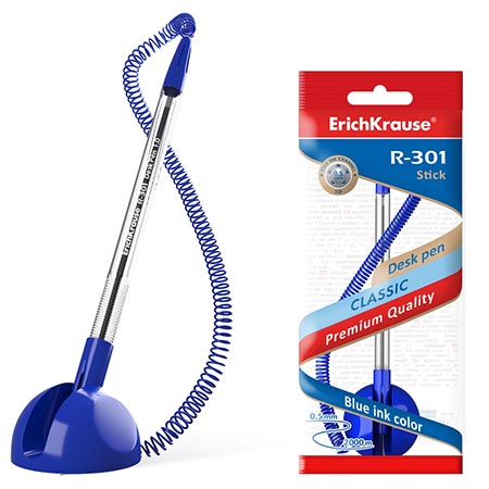 Ручка шар. настольная R-301 Desk Pen синяя 1,0мм, пластиковый шнур 46434
