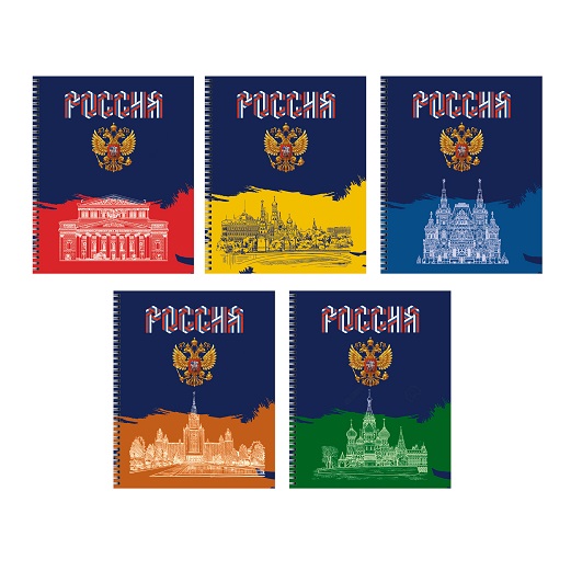 Тетрадь 96л гребень "Россия" клетка ТС968558 1/40