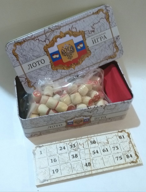 Лото игра дерев. "Русское лото" в металл.к 8817