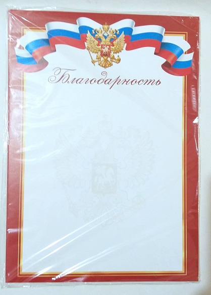 Благодарность А4 без отделки, 9-19-612А 1/20