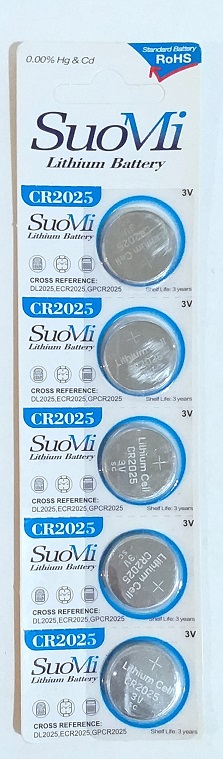 Батарейка   круглая  CR2025 /5B 3V SUOMI   арт.SU-CR-2025-5B   1/5