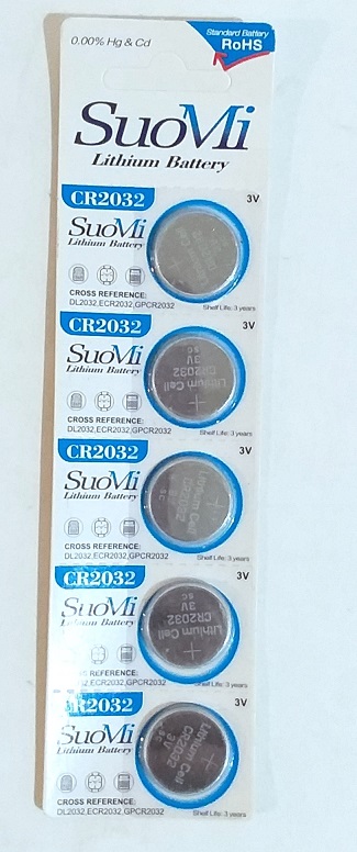 Батарейка   круглая  CR2032 /5B 3V SUOMI   арт.SU-CR-2032-5B   1/5