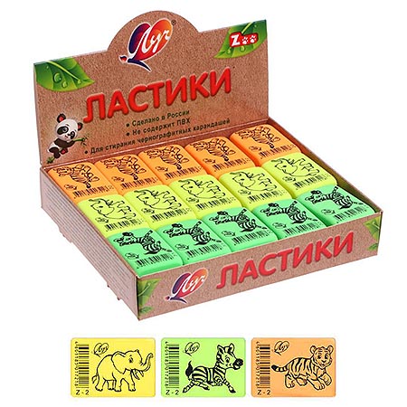 Ластик прямоугольная форма, 35*25*8мм, флуо, асс. 31С1968-08 1/45