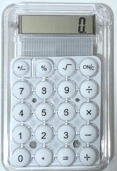 Калькулятор 8 разрядный 9.5*5.5см цв,кнопок-белый,прозрачн.корпус KK-1020-1/белый/