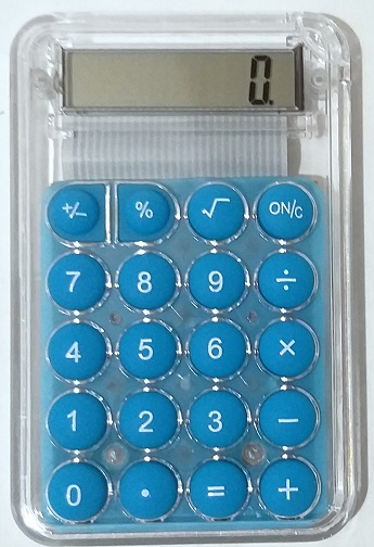 Калькулятор 8 разрядный 9.5*5.5см цв,кнопок-голубой,прозрачн.корпус KK-1020-6/голубой/