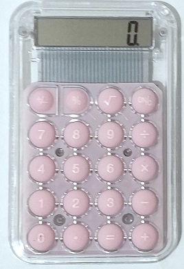Калькулятор 8 разрядный 9.5*5.5см цв,кнопок-розовый,прозрачн.корпус KK-1020-3/розовый/