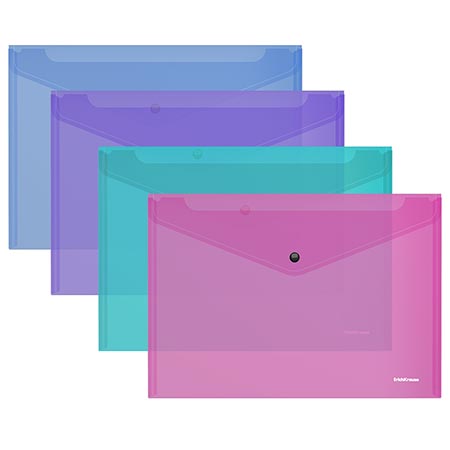 Папка на кнопке А5+ Glossy Vivid ассорти, пластик 0,18мм полупрозр. 47121 1/12
