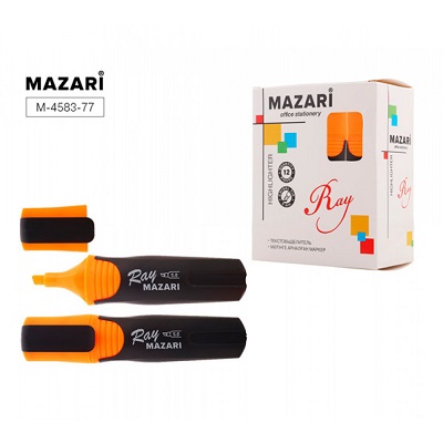 Текстовыделитель RAY, ОРАНЖЕВЫЙ клиновидный пиш.узел 5 мм М-4583-77 1/12