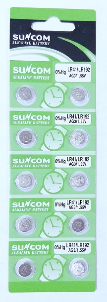 Батарейка часоваяAlkalinSuNcom AG3-10B1.55v арт.LR41/LR192