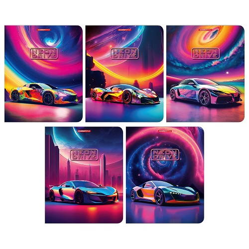 Тетрадь 48л А5 "Neon Drive" клетка лак 14098 1/60