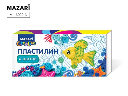 Пластилин 6цв, 120гр классический со стеком М-16990-6 1/30