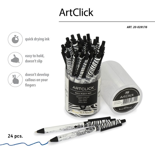 РУЧКА "ArtClick. Человекозебра" ШАРИКОВАЯ 0.5 ММ, СИНЯЯ 20-0281/16 1/24