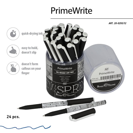 РУЧКА "PrimeWrite. Газета-4" С ЧЕРНИЛАМИ НА МАСЛЯНОЙ ОСНОВЕ, 0.7 ММ, СИНЯЯ 20-0293/12 1/24