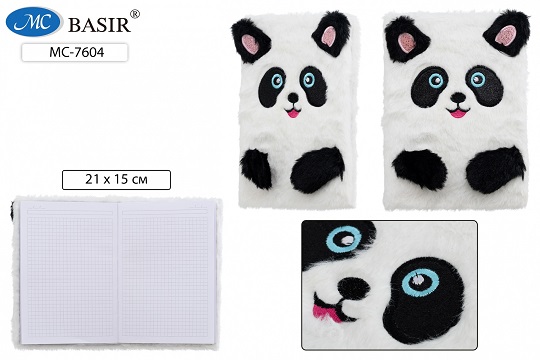 Блокнот А5 80л. "ПАНДА" мех. с аппликацией клетка МС-7604