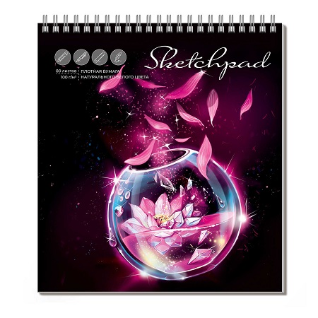 Скетчпад А6 80л. 7БЦ "РОЗОВЫЕ КРИСТАЛЛЫ" на гребне 62109