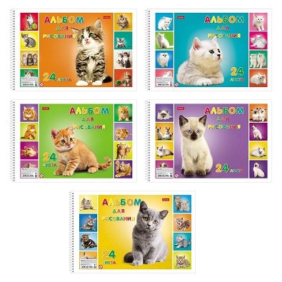 Альбом 24л. спираль "Милые котята" А-4, с перфорацией, 24А4Bсп 1/5/50