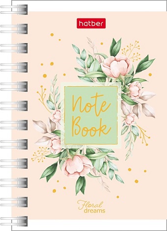 Записная книжка А7 40л гребень "Floral dreams" клетка ассорти 40ЗК7В1гр 1/132