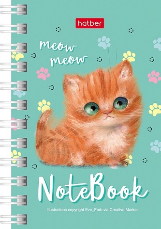 Записная книжка А7 40л гребень "Кошарики" клетка ассорти 40ЗК7В1гр 1/132