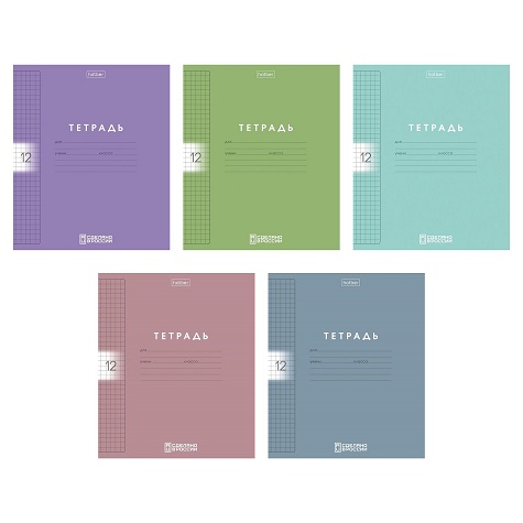 Тетрадь 12л клетка -Color Set-60-65г/кв.м Пластиковая обложка с печатью запечатанный тит.лист 5диз. 12Т5В1пл 1/140