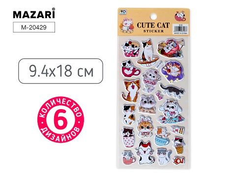 Наклейки CATS, 9.4*18 см, асс. М-20429 1/12