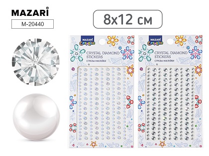 Наклейки-стразы пластиковые 8*12 см, 4 дизайна М-20440 1/12