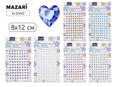 Наклейки-стразы пластиковые 8*12 см, 4 дизайна М-20442 1/12