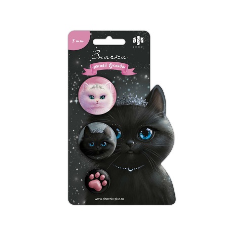 Значки КОШЕЧКИ-ПРИНЦЕССЫ ( 3 шт. в наборе металл) 71104