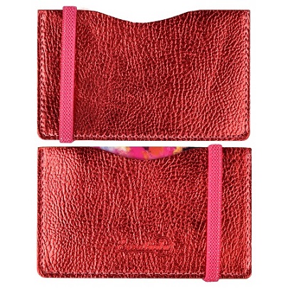 Чехол д/пласт. карт НАППА КРАСНЫЙ МЕТАЛЛИК 108х65 мм, застежка-резинка, 2 отделения 48387