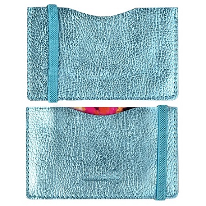 Чехол д/пласт. карт НАППА ГОЛУБОЙ МЕТАЛЛИК 108х65 мм, застежка-резинка, 2 отделения 48389