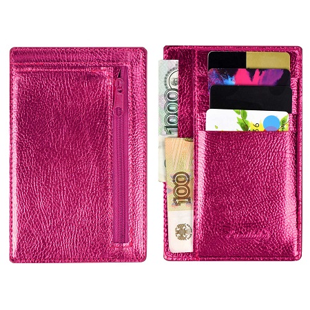 Чехол д/пласт. карт НАППА РОЗОВЫЙ 142х92 мм, 2 отделения 4 кармана 48417