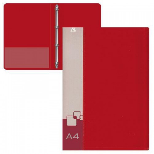 Папка на 4-х кольцах А4 КРАСНАЯ пл. 0,7мм / 27мм арт.816568