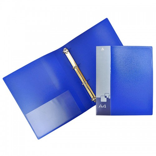 Папка на 4-х кольцах А4 СИНЯЯ пл. 0,7мм/ 27мм арт.816565