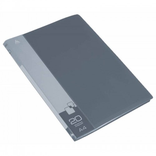 Папка с 20 файлами, А4 СЕРАЯ 0,6мм пластик 816932